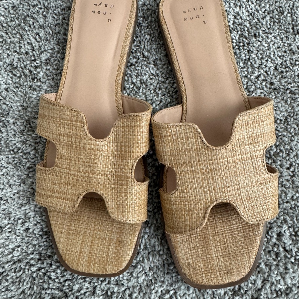 a new day Natural Woven Slide Sandals